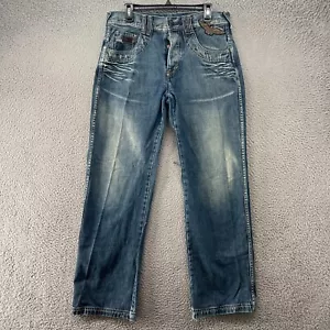 Armani Exchange A|X Jeans Mens 32X33 Embroidered Y2K Button Fly Denim Pants - Picture 1 of 16