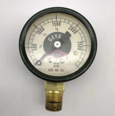 Oxygen Gauge 1-1/2" Dia 1/8" NPT  3,000 PSI Dry (NOS) (Liquid Carbonic-TM) - Image 1 of 4