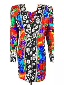 DIANE FREIS S/M ORIGINAL Print 2-teiliger Anzug Tunika Jacke & ärmelloses Tank - Bild 1 von 15