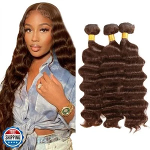 #4 Braun Bündel Echthaar Deep Wave Bündel 12 12 12 Zoll Schokolade Schokolade - Bild 1 von 5