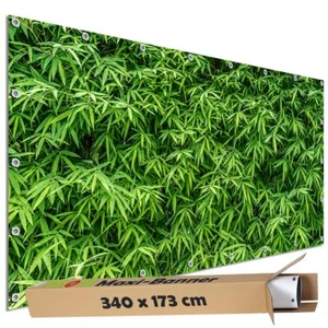 Garten Sichtschutz Plane PVC Bauzaunblende Deko Banner Motiv Bambus Hecke Grün - Bild 1 von 12
