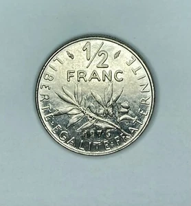 1976 France 1/2 franc, Roty Sower type, KM-931.1 - Free Shipping - Picture 1 of 2