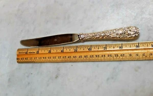 Vintage Sterling Silver Repousse Rose 9 Inch Dinner Knife by Kirk - Picture 1 of 6
