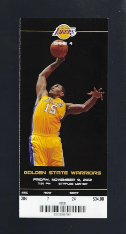 DRAYMOND GREEN FIRST NBA POINT - KOBE BRYANT 2012 WARRIORS @ LAKERS FULL TICKET Cover