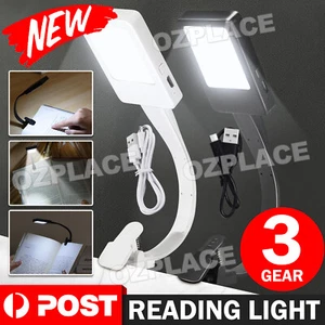 LED Book Reading Light Lamp USB Rechargeable Flexible Clip On Bed Desk Table - Picture 1 of 13