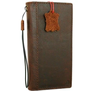 Genuine Dark Leather Case for OnePlus 8 Pro (6.78") Book Wallet Cover Handmade - Picture 1 of 6