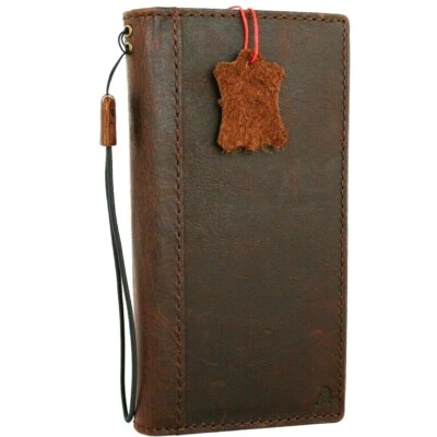 Genuine Dark Leather Case for OnePlus 8 Pro (6.78") Book Wallet Cover Handmade - Image 1 of 4