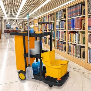 Nisorpa Cleaning Trolley on Wheels Janitor-Housekeeping Cart Commercial Cleaning - Picture 1 of 9