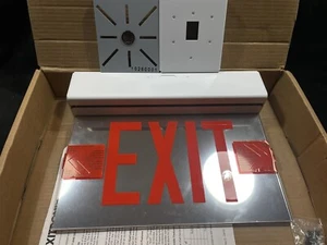 Exitronix 902E-U-WB-RM-WG LED Edge-Lit Exit Sign, Red Light, 120/277VAC, Battery - Picture 1 of 5