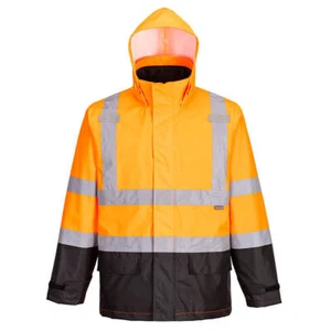 PORTWEST HI-VIS CONTRAST 3-IN-1 JACKET LINED ORANGE/BLACK SIZES S-5XL S362* - Picture 1 of 2