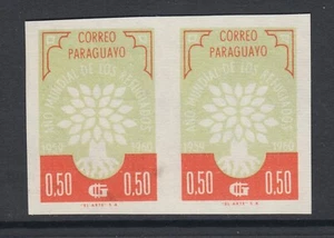 Paraguay Sc 561 MNH. 1960 50c World Refugee Year, imperf pair, fresh, VF. - Picture 1 of 1