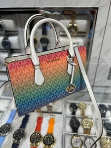 Michael Kors Sheila Medium Purse Crossbody Satchel Bag Handbag Messenger Rainbow - Picture 1 of 16