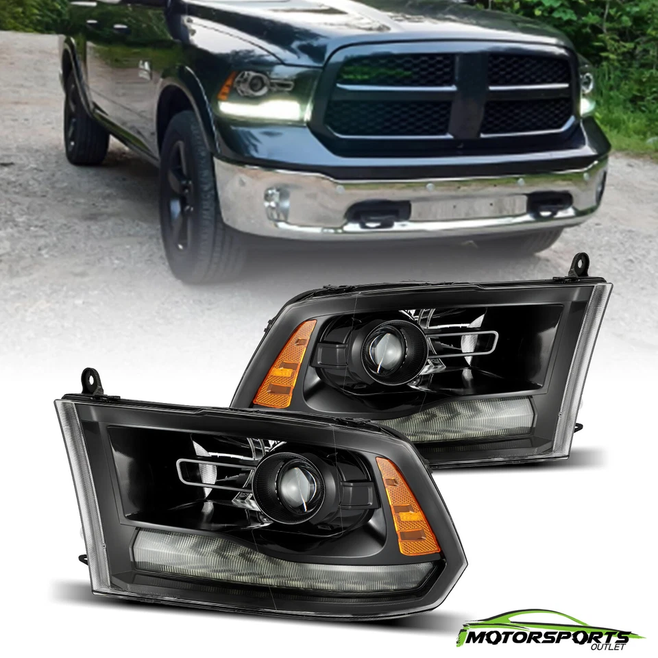 Alpahrex FIT 2009-2018 Dodge Ram Jet Black LED DRL Projector Headlights Foto 1 de 4