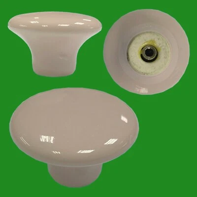 1x 32mm Glazed Ceramic Cream Coloured Door Knob, Cabinet Cupboard Drawer, Handle - Image 1 of 4