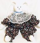 Fancy Cloth Floral Bunny Rabbit Plush 18” Dressy Romper Doll Blue Pink Black