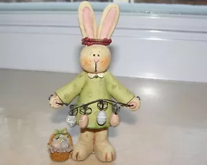 Blossom Bucket Figure - Rabbit / Bunny Holding String Of Eggs - Suzi - Easter - Picture 1 of 6