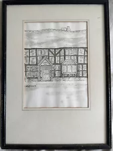 Delightful Vintage Pen and wash drawing of House - signed & dated December 1986 - Picture 1 of 7