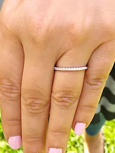 14k White Gold Round Cut Prong Se Diamonds Band Anniversary Half Eternity 0.25ct - Picture 1 of 10
