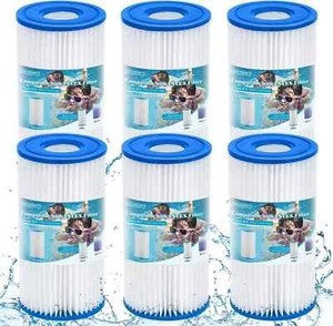 GEJRIO Pool Filter A or C (29000e/59900e) for INTEX Pool Pump, 6 Pack Cartridge - Picture 1 of 3
