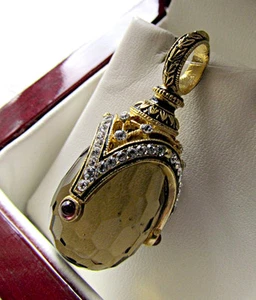 BEAUTIFUL RUSSIAN PENDANT MADE OF SOLID STERLING SILVER 925 AND 24K SMOKY TOPAZ - Picture 1 of 1
