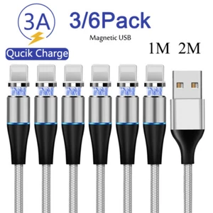 3/6 Pack USB Charger Cable Magnetic Charging Cord For Apple iPhone 14 13 12 11 X - Picture 1 of 8