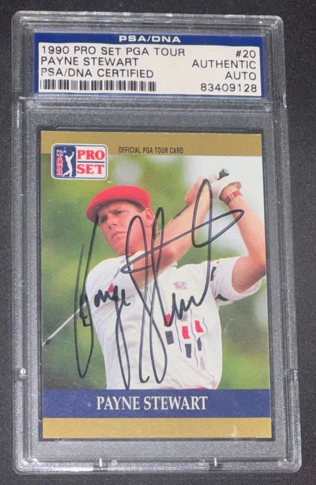 Payne Stewart "US Open Champ" Signed 1990 Pro Set Golf #20 Rookie Card Auto PSA - Image 1 of 3