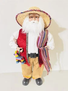 34" Colombian Hispanic Santa /w Velvet Ruana Fringe Traditional Sombrero Pinata - Picture 1 of 6