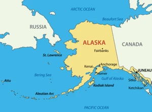 Mapa del estado de Alaska brillante póster impresión fotográfica rusia canadá ciudad 3317 - Imagen 1 de 1