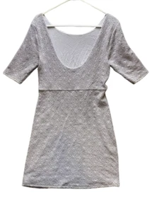 Free People Dress Women Large Lavender Scoop Neck Lady Pucker Bodycon Mini Nylon - Picture 1 of 14