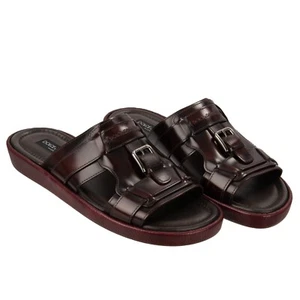 DOLCE & GABBANA Leather Sandals Shoes MEDITERRANEO Buckle Sangria Red 05223 - Picture 1 of 7