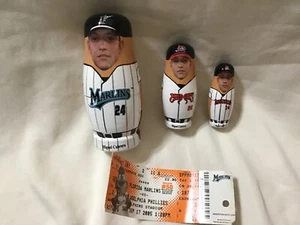 2005 Miguel Cabrera nesting dolls with game ticket Florida Marlins - Picture 1 of 11
