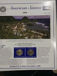 QUARTER U.S MINT SET AMERICAN SAMOA  &  STATE  STAMP PLAQUE - Picture 1 of 6