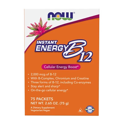 NOW FOODS Instant Energy B-12 2 000 mcg de B-12 por paquete 75 paquetes Foto 1 de 4