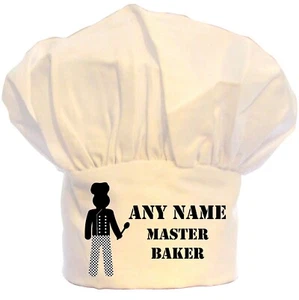 PERSONALISIERTE KOCHMEISTER BÄCKER KOCHMÜTZE BBQ POLYESTER GESCHENK GEBURTSTAG WEIHNACHTEN - Bild 1 von 2