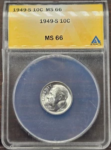 1949-S Roosevelt Dime ANACS MS 66 - Picture 1 of 4