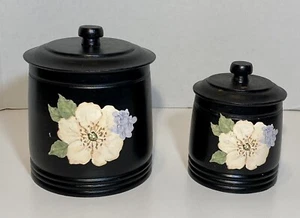 Vintage MORT N MARTON Rare Wooden Canister Set of 2 Cottagecore MCM - Picture 1 of 12