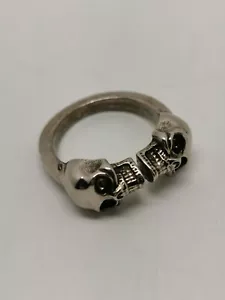 Alexander McQueen Twin Skull Ring Brass & Antique Silver Coat Size S/20 (BNIB) - Picture 1 of 9