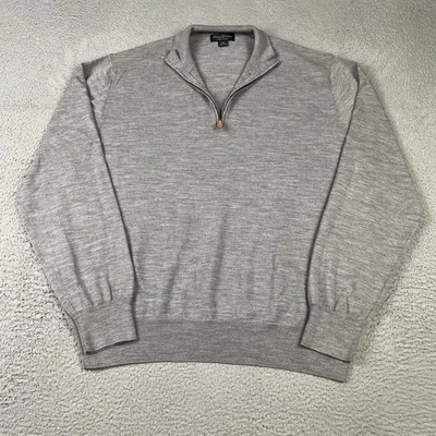 Brooks Brothers Sweater Mens 2XL Gray Saxxon Wool 1/4 Zip Knit Pullover - Image 1 of 4