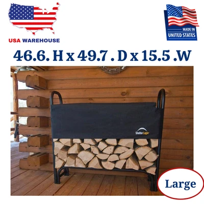 4 ft. H x 4 ft. D x 1 ft. W Firewood Rack with Black Powder-Coated Finish and 2- - Image 1 of 4