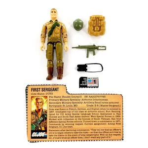 Figurina GI Joe Duke v1 1983 vintage completa con scheda file crotch rotta nuova O Ring - Foto 1 di 13