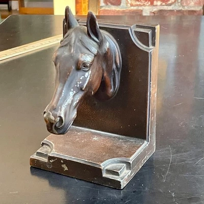 Cabeza de caballo NuArt de 5,75" metal fundido superficie bronce extremo de libro único decoración antigua Foto 1 de 4