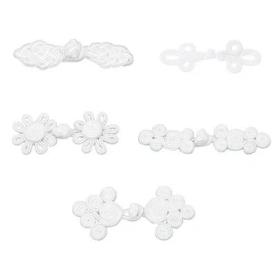 Chinese Closure Button Scarf Cardigan Costumes Outfit Sewing, White, Nylon - Image 1 of 4