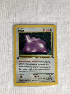 Pokémon TCG 1st Edition Ditto Holo Rare 3/62 1999 Vintage Fossil - Image 1 of 2