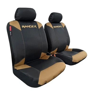 For Isuzu D-Max SX Crew Cab Front Seat Covers Waterproof Canvas Coyote Black - image 1 of 4