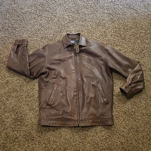 Vintage Polo by Ralph Lauren Brown Soft Butter Leather Bomber Jacket Mens Small - Picture 1 of 21