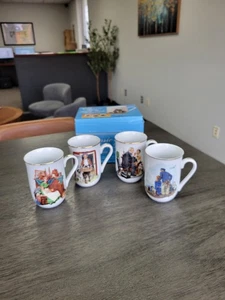 Norman Rockwell Museum Becher Set 1986 Japan 24K Goldrand 4 Tassen in Geschenkbox - Bild 1 von 24
