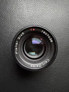 Rare Black Carl Zeiss Planar 2 / 45 mm T* pour Contax  G1 et G2 - Imagen 1 de 6