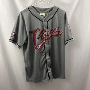 Kansas City T-Bones Minor League Baseball Jersey Gray Size Medium Verizon #13 - Picture 1 of 7