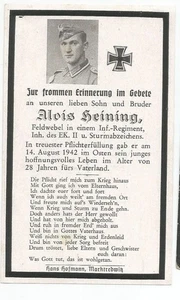 German WW II ( ORIGINAL ) Death Card---Infanterie Regt , 1942 Eastern Front - Bild 1 von 2