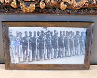 Atq CIVAL WAR USCT U.S. COLORED TROOPS FRAMED BLACK & WHITE PHOTO PETERSBURG, VA - Image 1 of 4